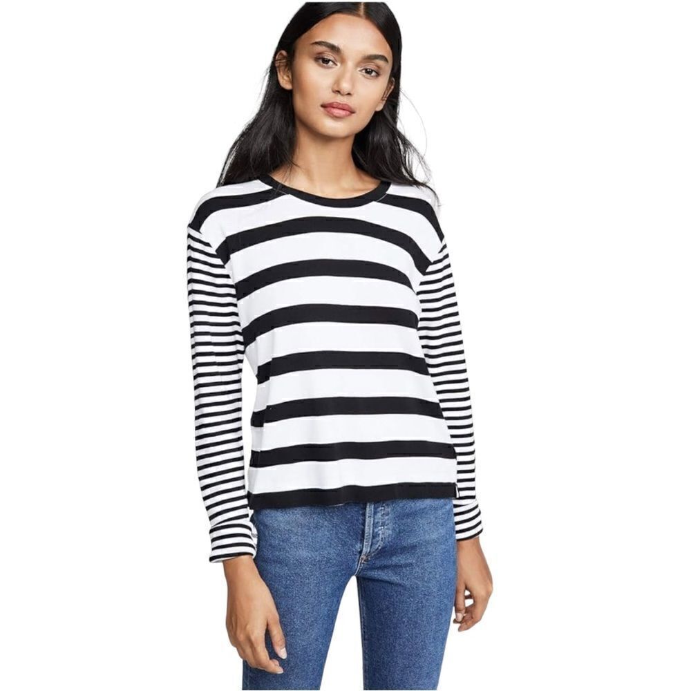 Splendid Long Sleeve Stripe Crop Top Size Large